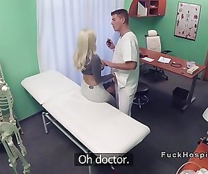 Big fake tits blonde got doctors cock